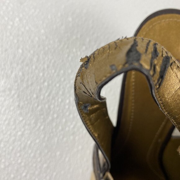 Circa Joan & David Women Slingback Peep-Toe Heels Size 9M Taupe & Bronze Leather - Picture 12 of 16